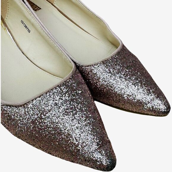 Forever 21 Rose Gold Pink Sparkle Glitter Pointed Toe Flats - Picture 9 of 10